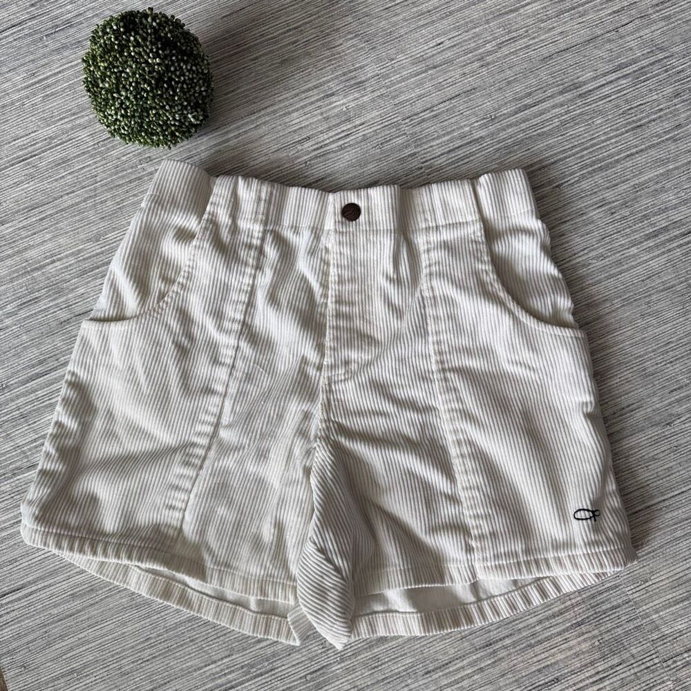 Vintage 70s 80s Ocean Pacific OP Corduroy Shorts White Cream Drop Pocket Size La
